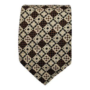 ALCIONE Beige Geometric Silk Tie ITALY 57"/ 3.8" EC